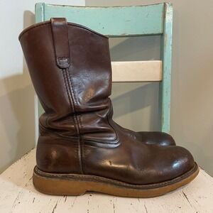 Vintage 1993 Red Wing Pecos Brown Leather Pull On Work Boots Mens 10 D PT83